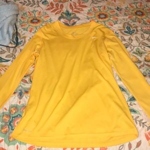 nike dri fit yellow long sleeve workout shirt